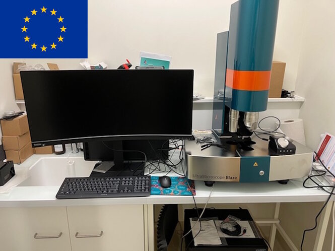 UltraMicroscope Blaze™. A microscope designed to visualize 3D intracellular structures and contents of large samples (e.g. whole mice/organs) that have been previously cleared. This is achieved by removing lipid compounds from tissues to facilitate microscopic observations and achieve the highest possible resolution.
